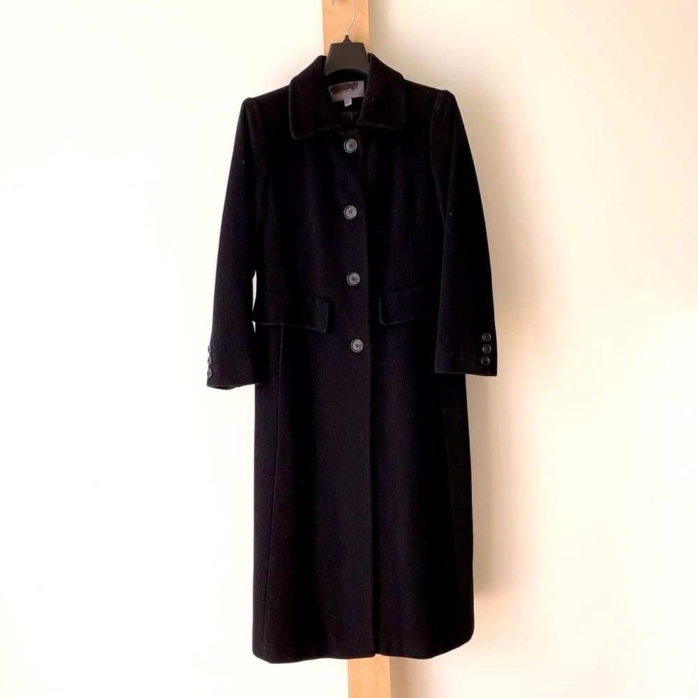Black wool winter dress coat